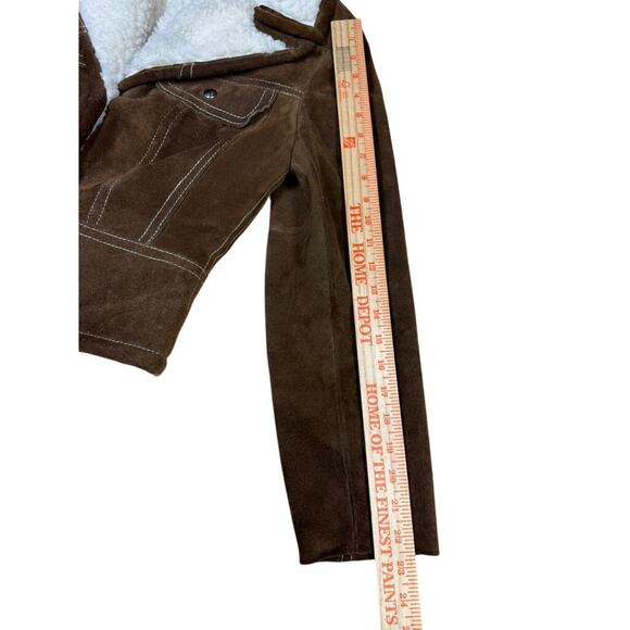 SUEDE VTG 4 Snap Up Coat Womens SZ XS/S Faux Shearling Western Beth Dutton - Picture 15 of 16